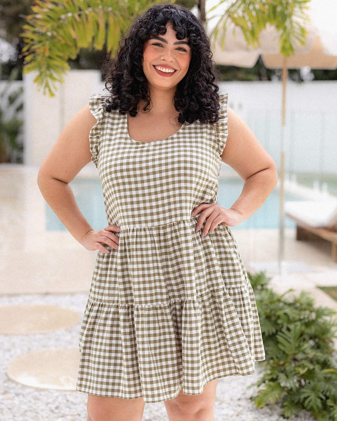 Lucy Dress - Olive Gingham