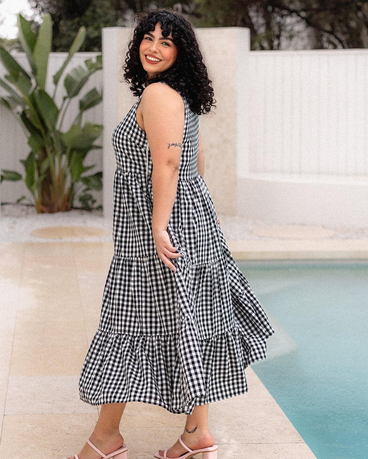 Magnolia Dress - Black Gingham