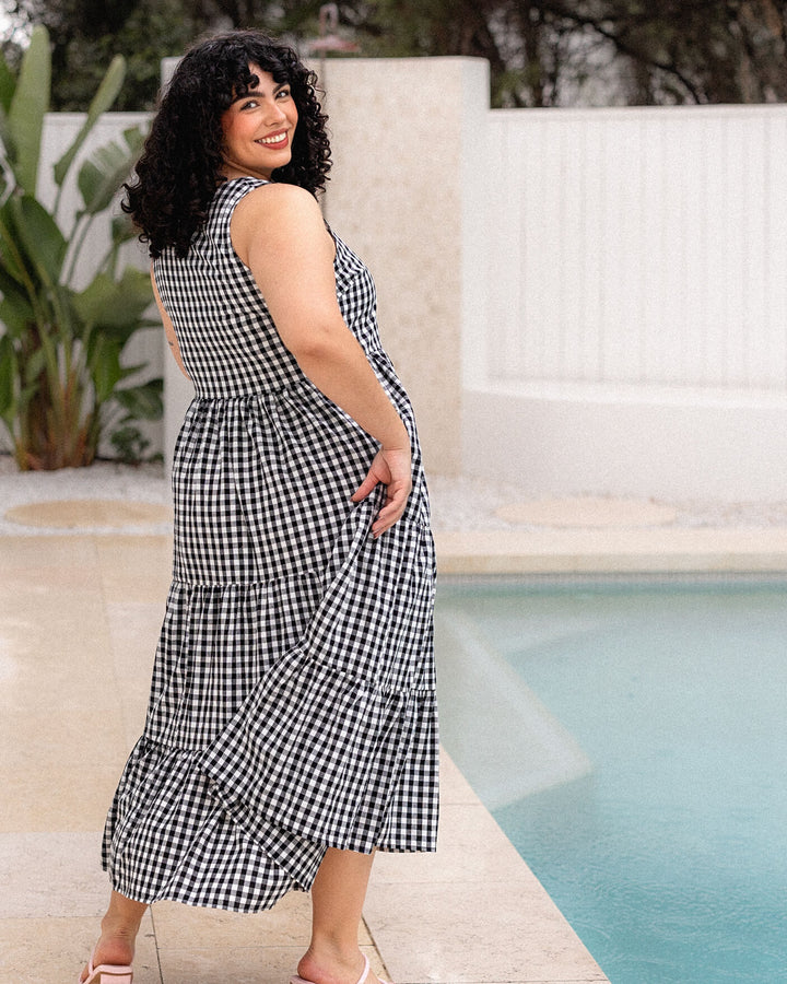 Magnolia Dress - Black Gingham