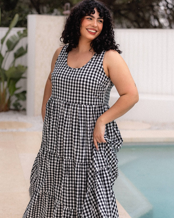 Magnolia Dress - Black Gingham