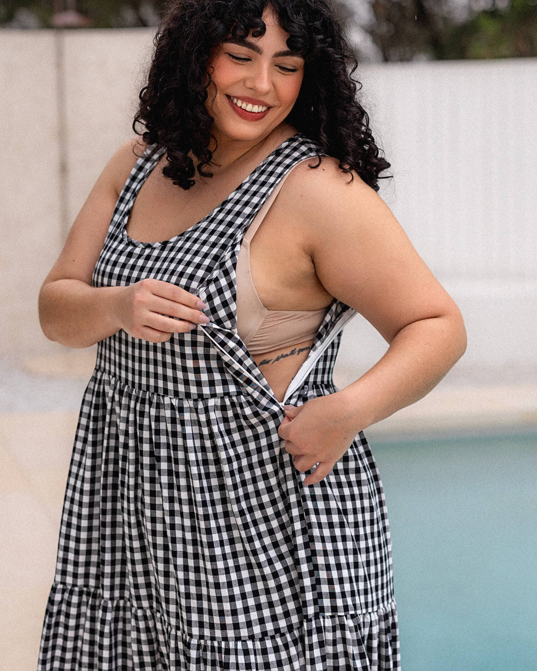 Magnolia Dress - Black Gingham