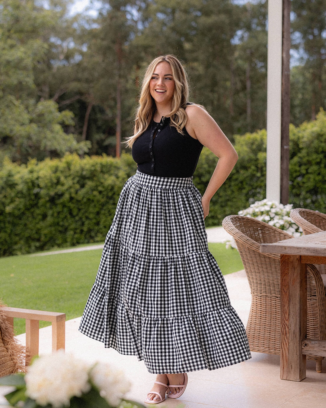 Tatum Skirt - Black Gingham