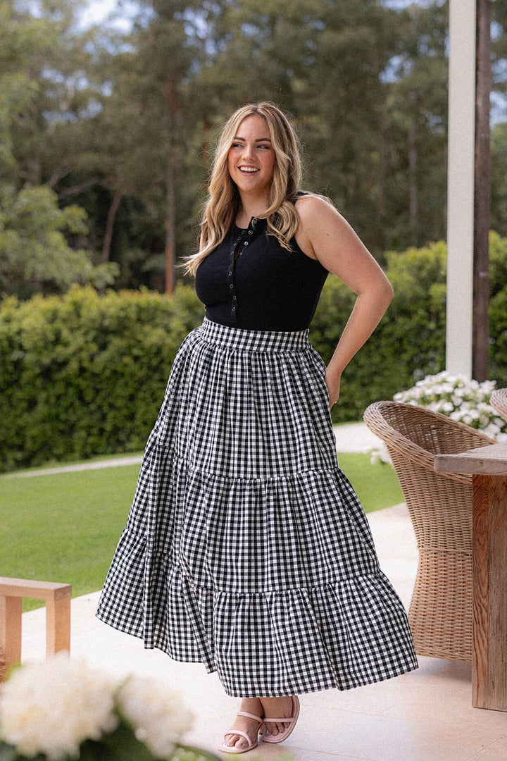 Tatum Skirt - Black Gingham