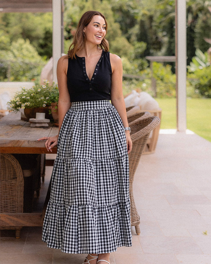 Tatum Skirt - Black Gingham