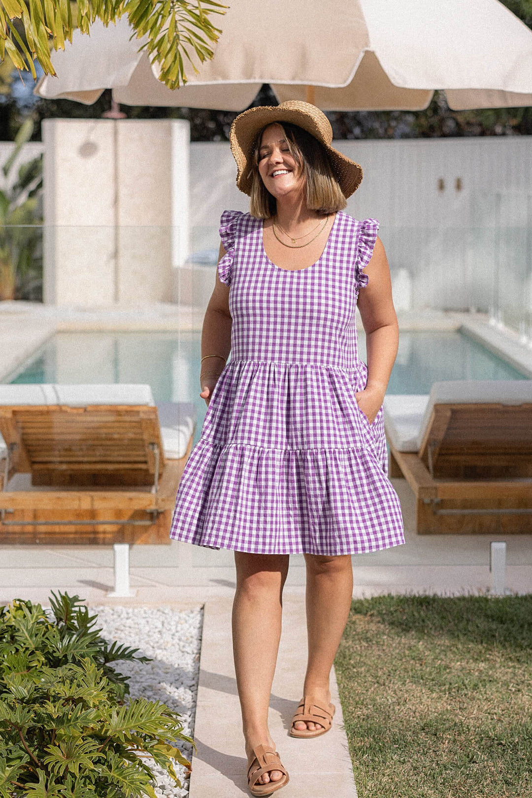 Lucy Dress - Purple Gingham