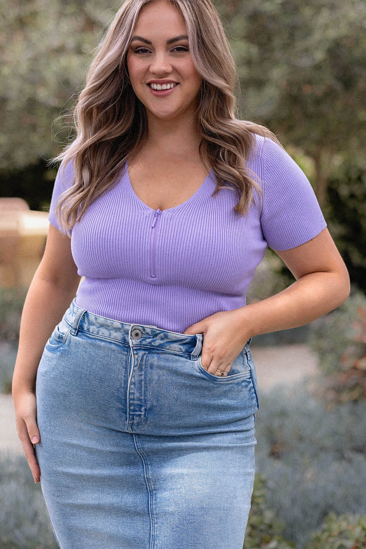 Mila Knit Top - Lavender