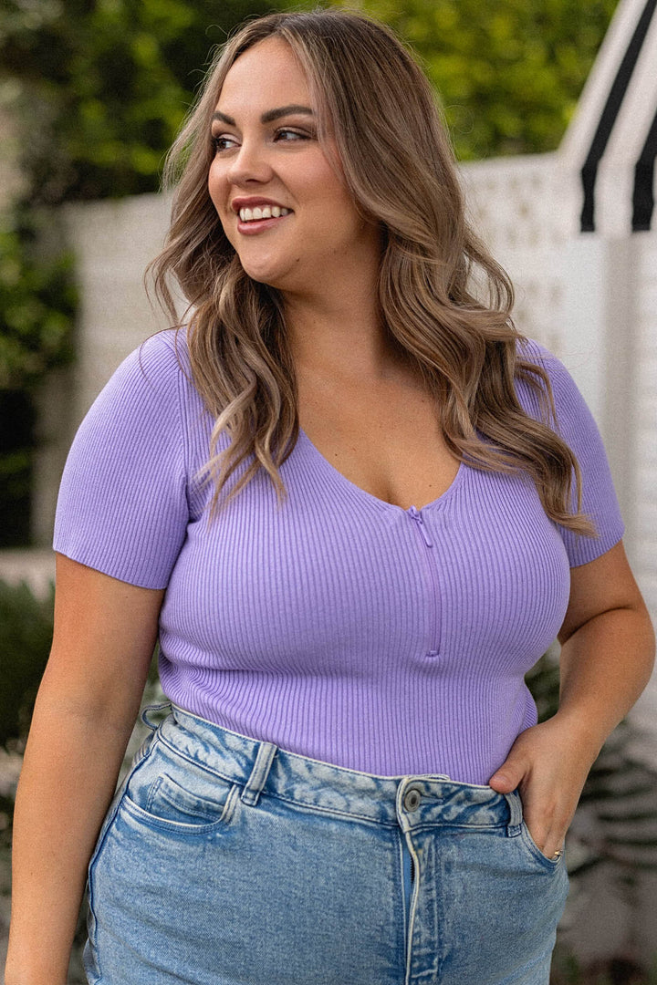 Mila Knit Top - Lavender