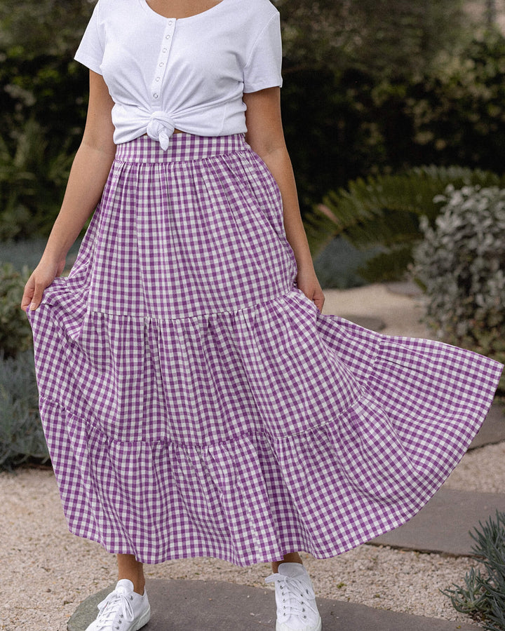 Tatum Skirt - Purple Gingham