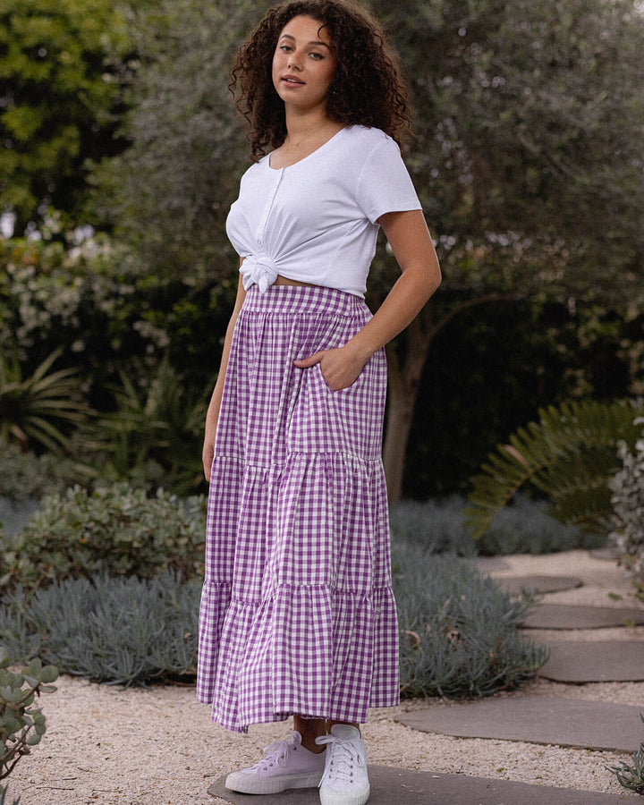 Tatum Skirt - Purple Gingham