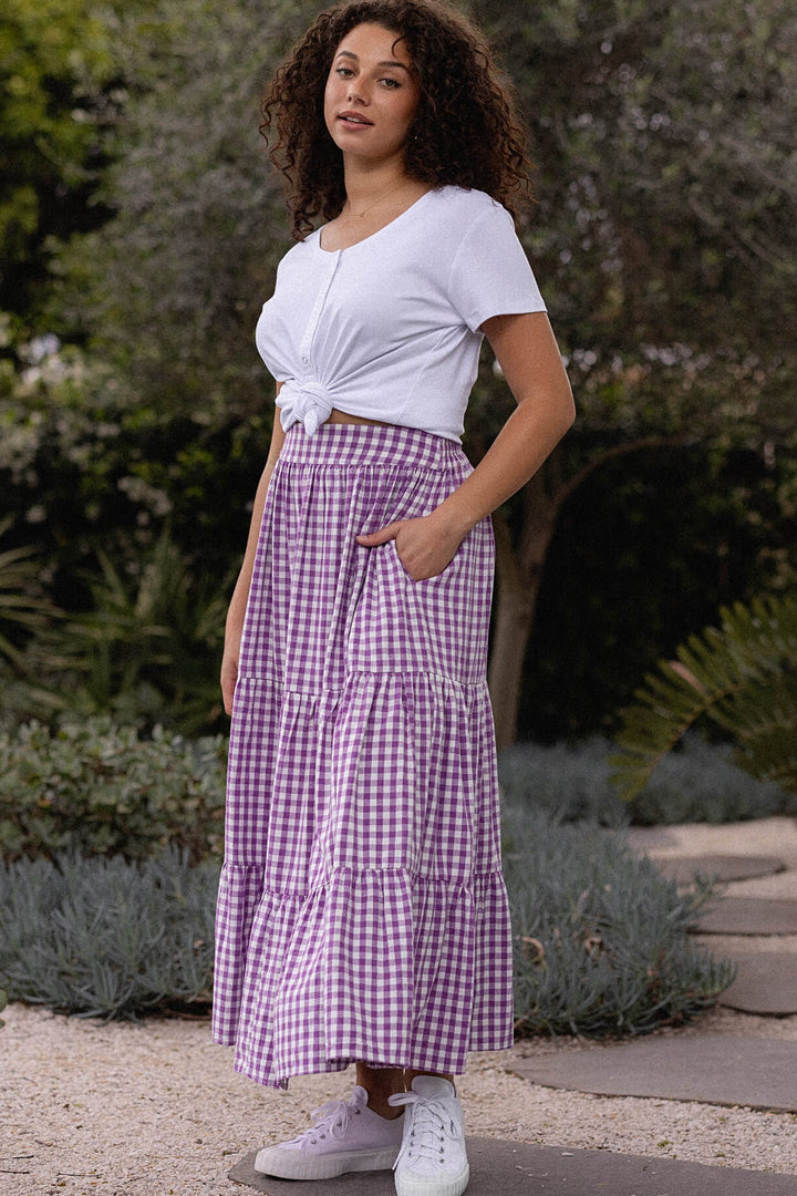 Tatum Skirt - Purple Gingham