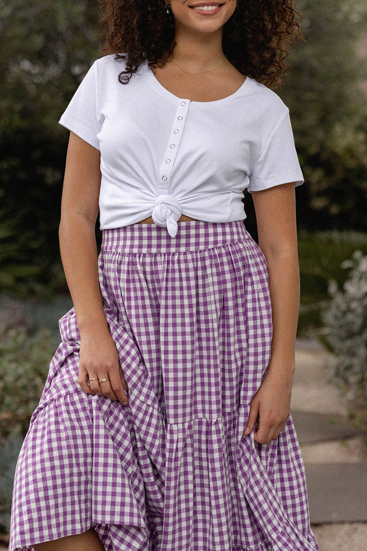 Tatum Skirt - Purple Gingham