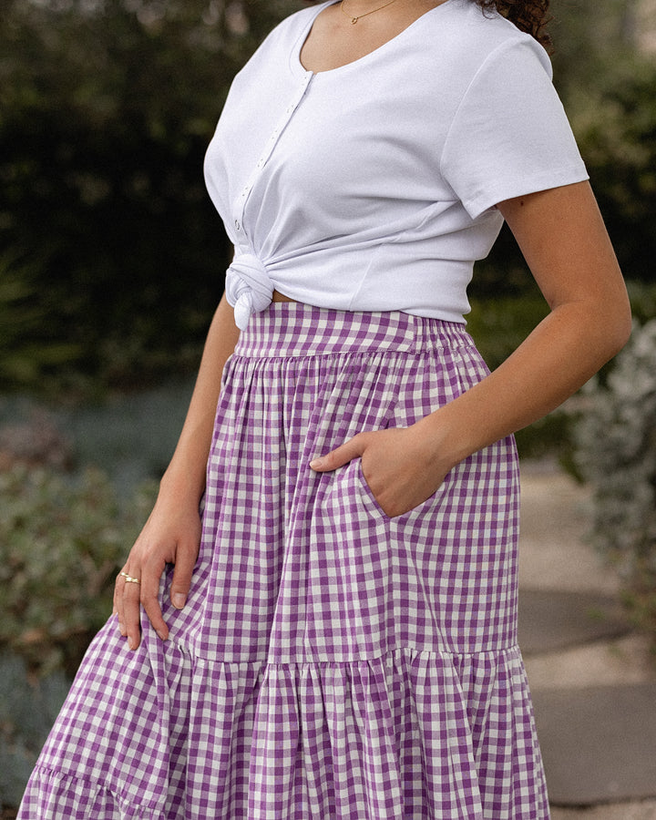 Tatum Skirt - Purple Gingham