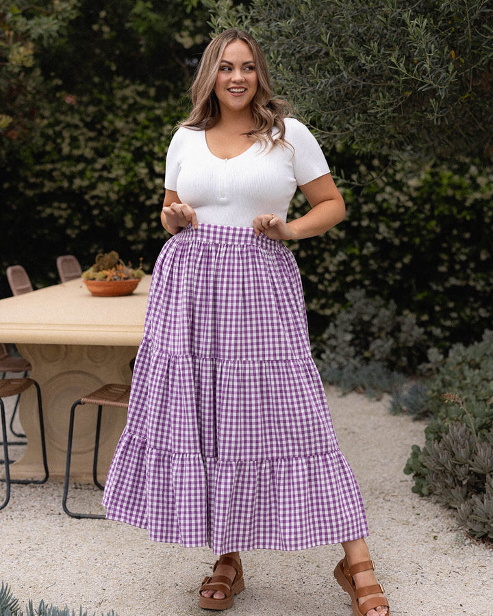 Tatum Skirt - Purple Gingham