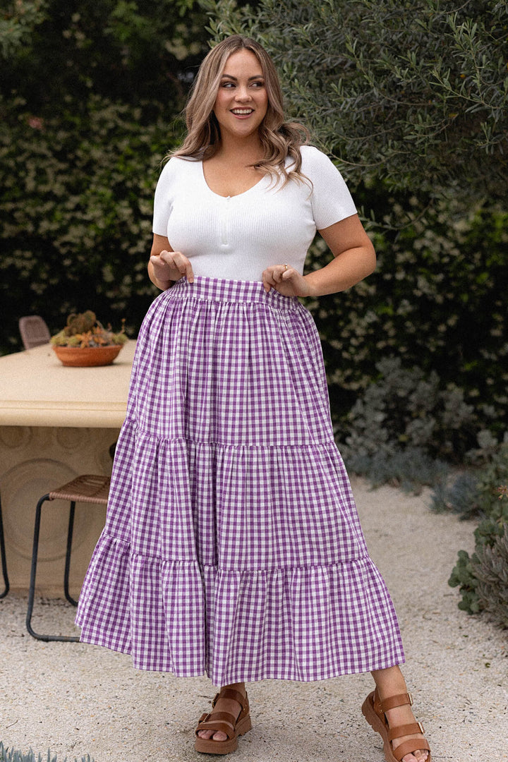 Tatum Skirt - Purple Gingham