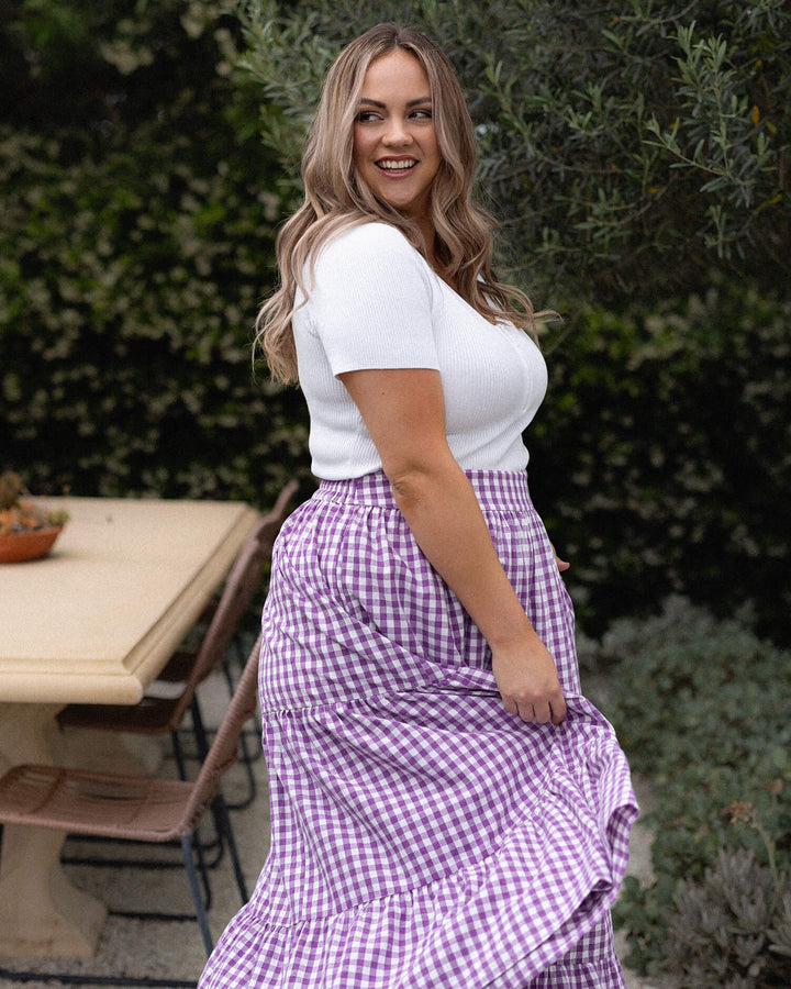 Tatum Skirt - Purple Gingham