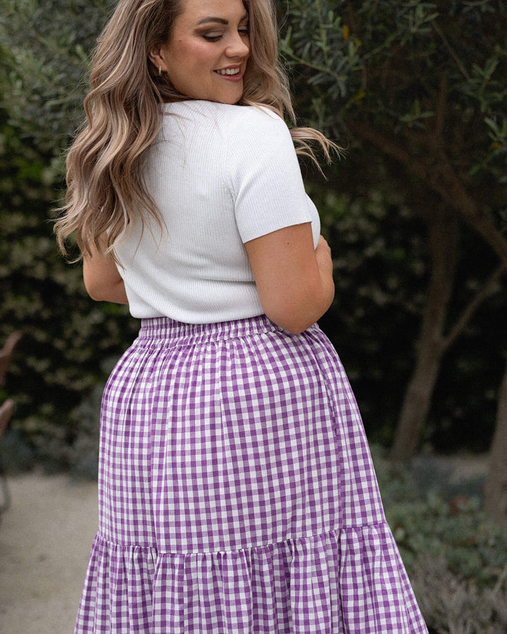 Tatum Skirt - Purple Gingham