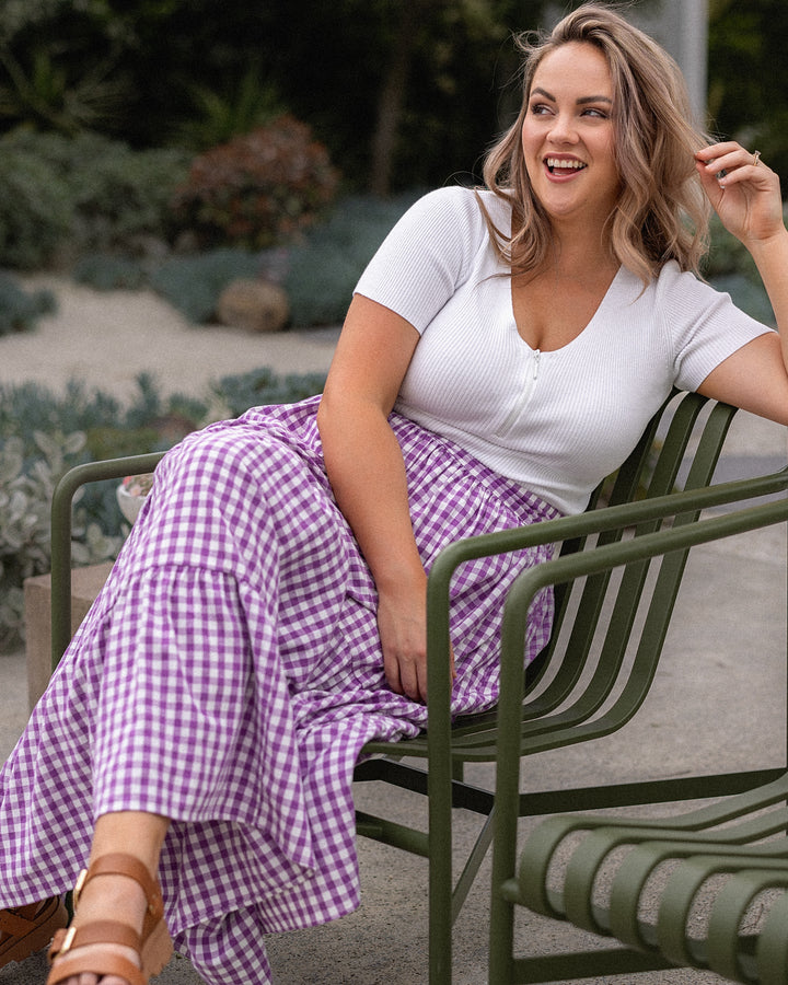 Tatum Skirt - Purple Gingham