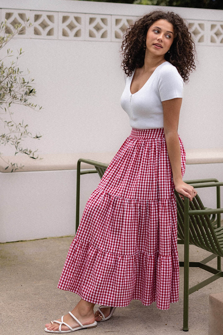 Tatum Skirt - Red Gingham