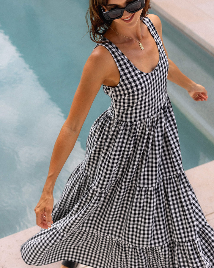 Magnolia Dress - Black Gingham