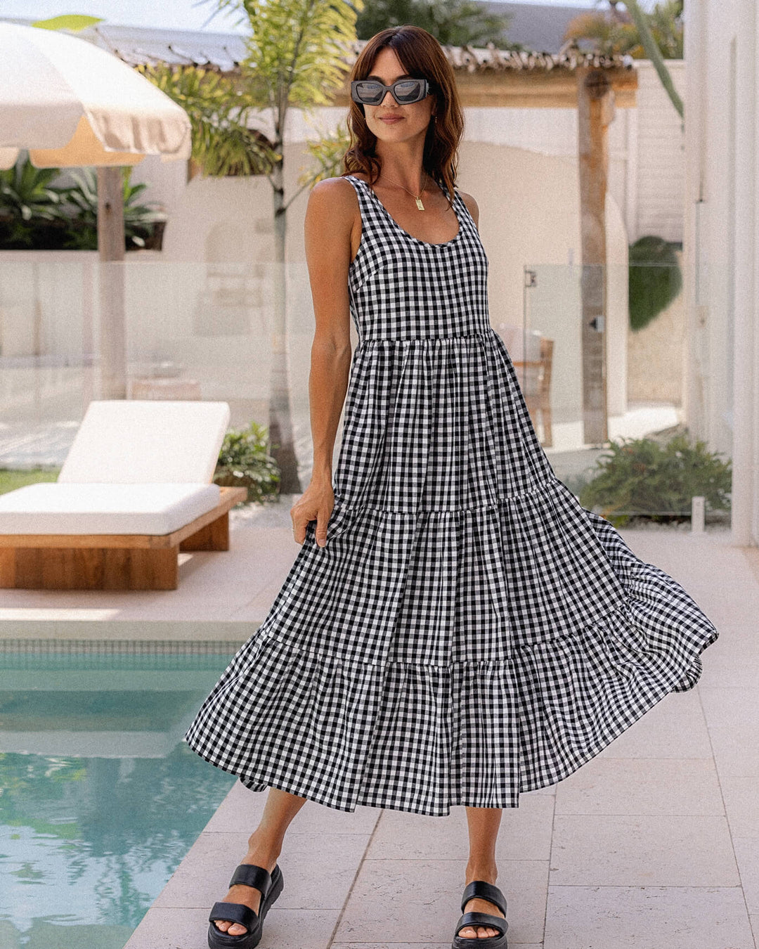 Magnolia Dress - Black Gingham