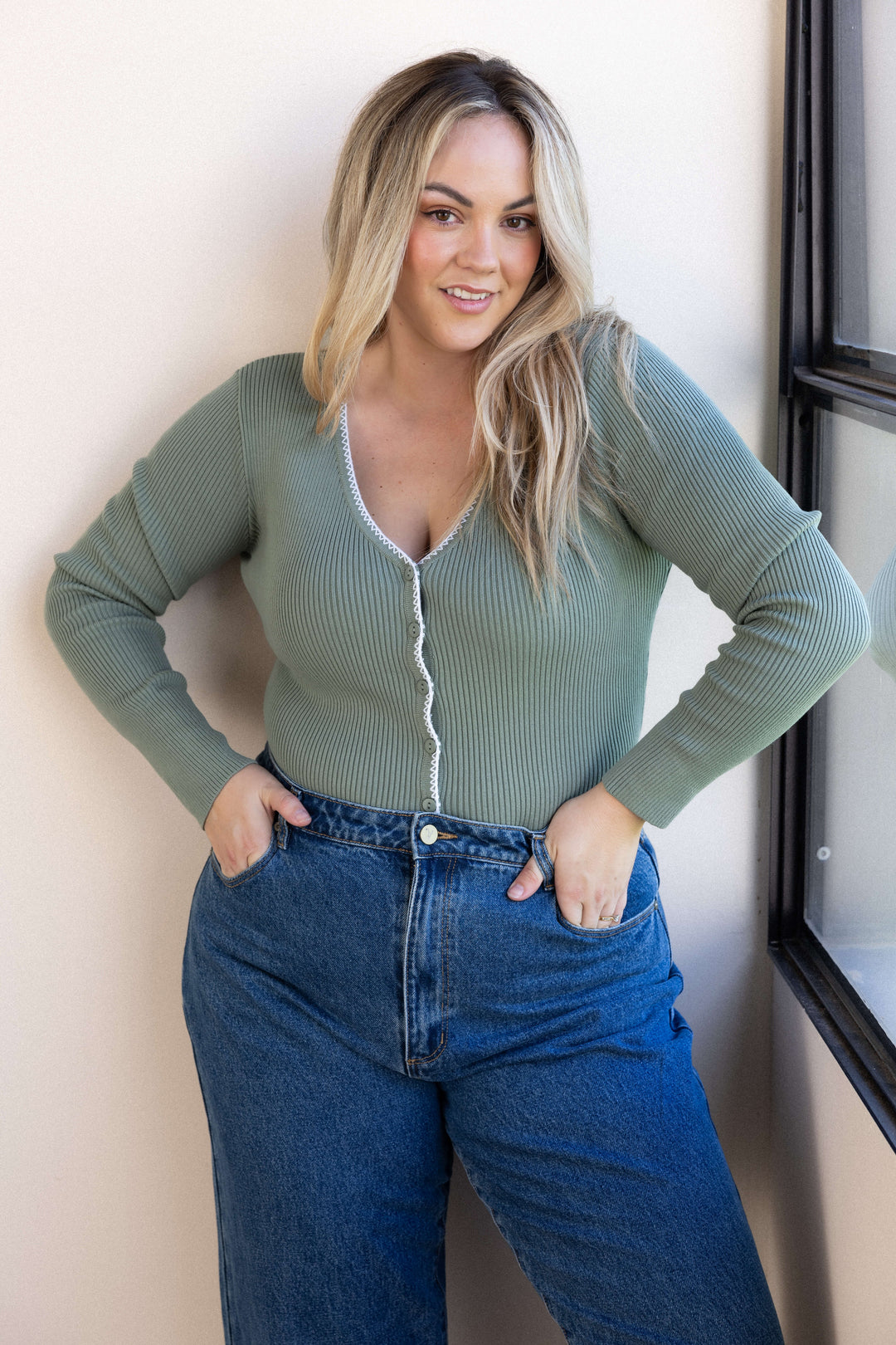 Willa Knit Top - Sage Contrast