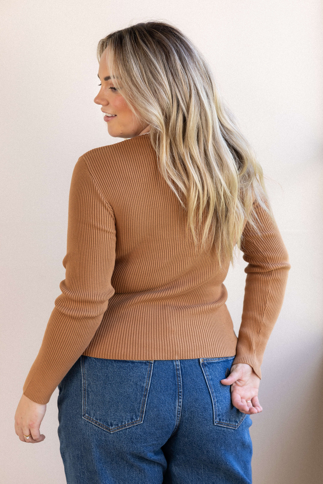 Willa Knit Top - Caramel Contrast